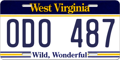 WV license plate ODO487
