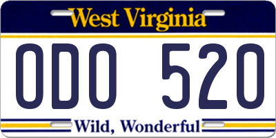 WV license plate ODO520