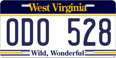 WV license plate ODO528