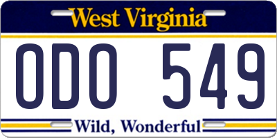 WV license plate ODO549