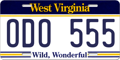 WV license plate ODO555