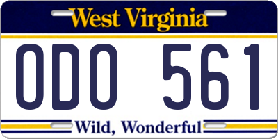 WV license plate ODO561