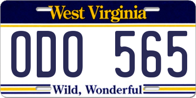 WV license plate ODO565