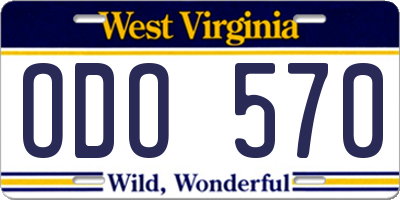 WV license plate ODO570