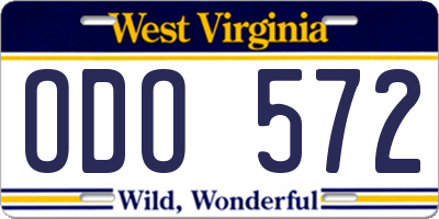 WV license plate ODO572