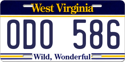 WV license plate ODO586