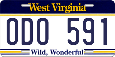 WV license plate ODO591