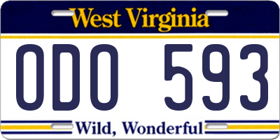 WV license plate ODO593