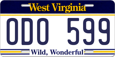 WV license plate ODO599