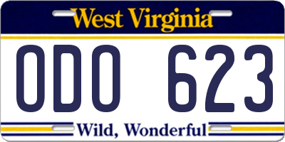 WV license plate ODO623