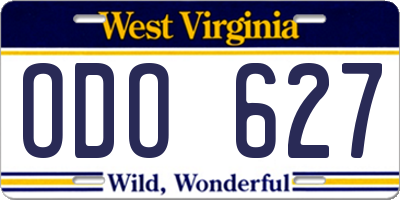 WV license plate ODO627