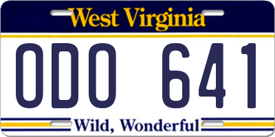 WV license plate ODO641