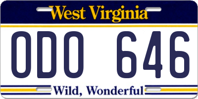 WV license plate ODO646