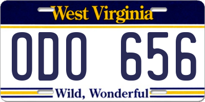 WV license plate ODO656