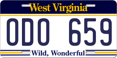 WV license plate ODO659