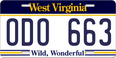 WV license plate ODO663