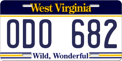 WV license plate ODO682