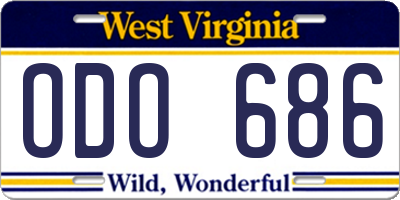 WV license plate ODO686