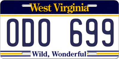 WV license plate ODO699