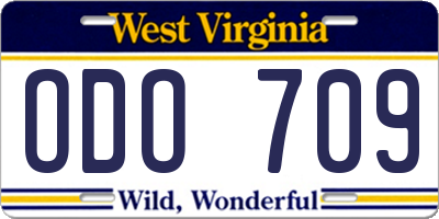 WV license plate ODO709
