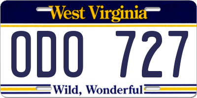 WV license plate ODO727