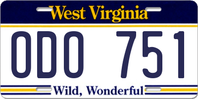 WV license plate ODO751