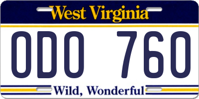 WV license plate ODO760