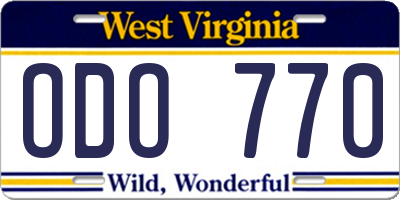 WV license plate ODO770