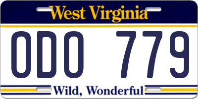 WV license plate ODO779