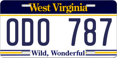 WV license plate ODO787