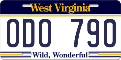WV license plate ODO790
