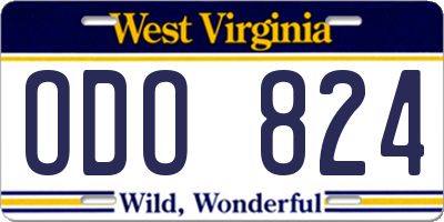 WV license plate ODO824