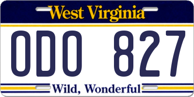 WV license plate ODO827