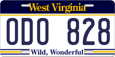 WV license plate ODO828