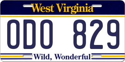 WV license plate ODO829