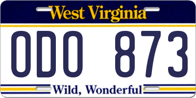 WV license plate ODO873