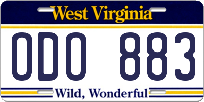 WV license plate ODO883