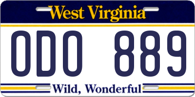 WV license plate ODO889