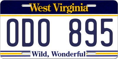 WV license plate ODO895