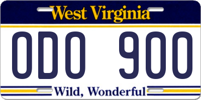 WV license plate ODO900