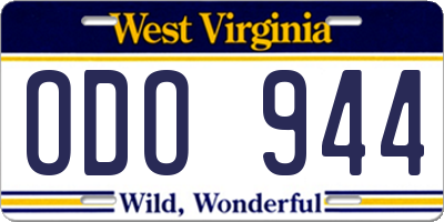 WV license plate ODO944