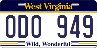 WV license plate ODO949