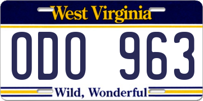 WV license plate ODO963