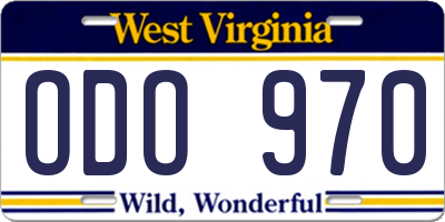 WV license plate ODO970