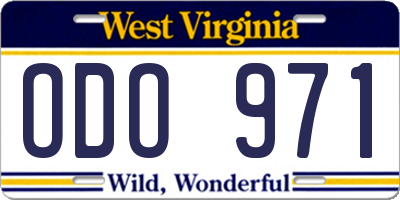 WV license plate ODO971