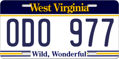 WV license plate ODO977