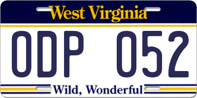 WV license plate ODP052