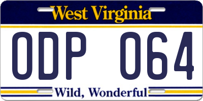 WV license plate ODP064