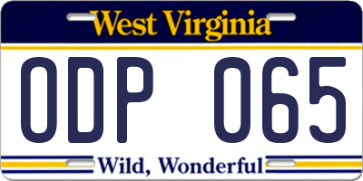 WV license plate ODP065