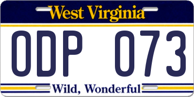 WV license plate ODP073